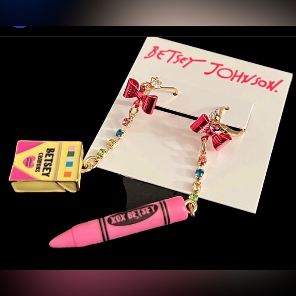 New Betsey Johnson Crayon & Box  Earrings